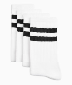 Набор из четырех пар белых носков с черным рисунком Topman-Черный цвет