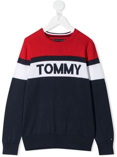 Tommy Hilfiger Junior джемпер в полоску с вышитым логотипом