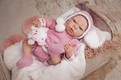 Кукла Arias ReBorns Elina реалистичные; новорождённый пупс 40 см.; в одежде; с соской; с одеялом и игрушкой (розовый)