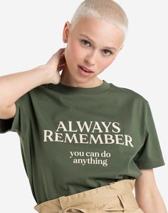 Хаки футболка с надписью ALWAYS REMEMBER Gloria Jeans