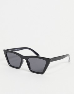 Черные угловатые солнцезащитные очки «кошачий глаз» Monki Stine-Черный цвет