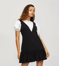 Черное платье-сарафан 2-в-1 Miss Selfridge Petite-Черный цвет