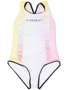 Givenchy Kids купальник с оборками и логотипом