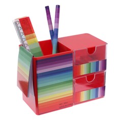 Набор настольный детский радуга (подставка + 2 карандаша + линейка + точилка + ластик + блокнот 8 листов) Calligrata