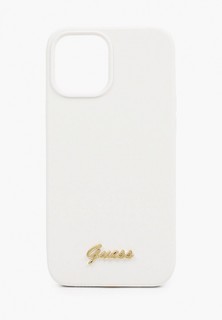 Чехол для iPhone Guess 12 Pro Max (6.7), Liquid silicone Gold metal logo White