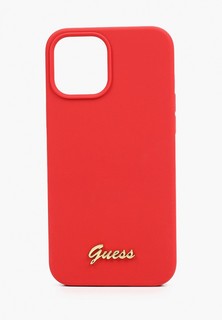 Чехол для iPhone Guess 12 Pro Max (6.7), Liquid silicone Gold metal logo Red