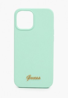 Чехол для iPhone Guess 12 Pro Max (6.7), Liquid silicone Gold metal logo Green