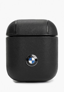 Чехол для наушников BMW Airpods, Signature leather with metal logo Black