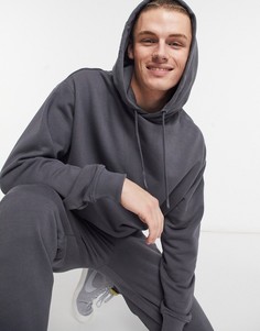 Серый oversized-худи с логотипом на груди от комплекта ASOS Unrvlld Supply-Черный цвет