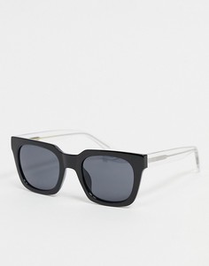 Квадратные солнцезащитные очки унисекс в стиле 70-х в черной оправе с прозрачными дужками A.Kjaerbede Nancy-Черный цвет