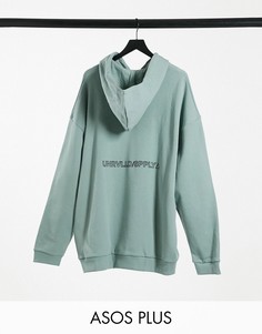 Зеленый худи в стиле oversized с логотипом сзади ASOS Unrvlld Spply Plus