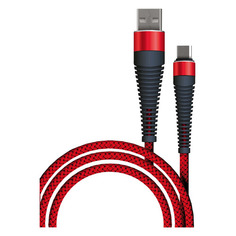 Кабель BORASCO Fishbone, micro USB (m) - USB (m), 1м, в оплетке, 3A, красный [50183]