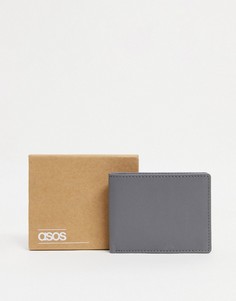 Темно-серый кожаный кошелек двойного сложения ASOS DESIGN