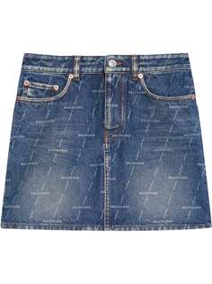 Balenciaga джинсовая юбка мини с логотипом