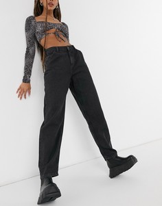 Черные выбеленные джинсы с объемными штанинами Noisy May Sella-Черный