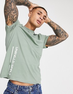 Зеленая свободная футболка от комплекта с принтом логотипа ASOS Unrvlld Supply-Зеленый цвет