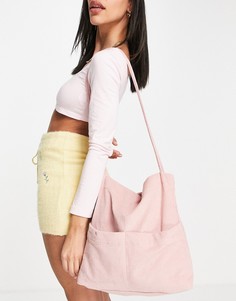 Светло-розовая вельветовая сумка-тоут SVNX-Розовый цвет
