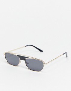 Солнцезащитные очки в золотистой металлической квадратной оправе в стиле унисекс Jeepers Peepers-Золотистый