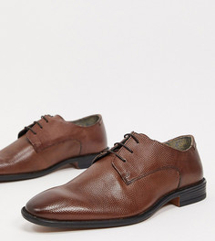 Коричневые кожаные дерби для широкой стопы на шнуровке Silver Street-Коричневый цвет