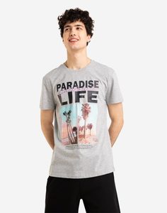 Серая футболка с принтом PARADISE LIFE Gloria Jeans