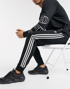 Черные зауженные джоггеры с тремя полосками adidas Originals Superstar-Черный цвет