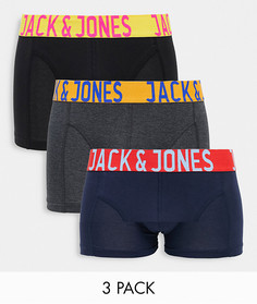 Набор из 3 боксеров-брифов с поясом в ярких цветах Jack & Jones-Черный