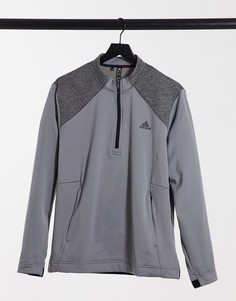 Серый свитшот с молнией 1/4 adidas Golf Cold Rdy-Зеленый