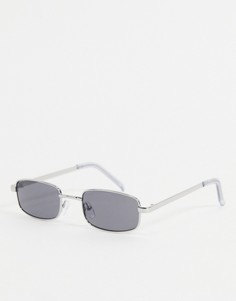 Серебристые прямоугольные солнцезащитные очки с дымчатыми стеклами ASOS DESIGN-Серебристый