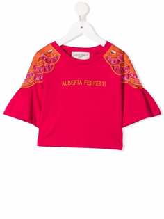 Alberta Ferretti Kids футболка с вышивкой и рукавами колокол