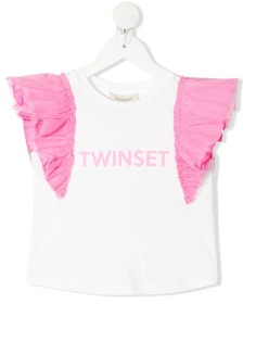 TWINSET Kids футболка с оборками и логотипом