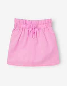 Розовая джинсовая юбка Paperbag для девочки Gloria Jeans