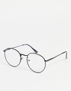 Модные очки в круглой черной оправе с прозрачными стеклами ASOS DESIGN-Черный цвет