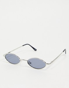 Солнцезащитные очки в небольшой овальной оправе серебристого цвета с затемненными линзами в стиле 90-х ASOS DESIGN-Серебристый