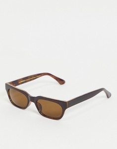 Узкие прямоугольные солнцезащитные очки унисекс в коричневой оправе в стиле ретро A.Kjaerbede Bror-Коричневый цвет