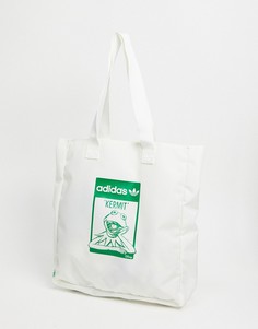 Белая сумка-тоут в стиле унисекс с принтом лягушонка Кермита adidas Originals x Disney-Белый