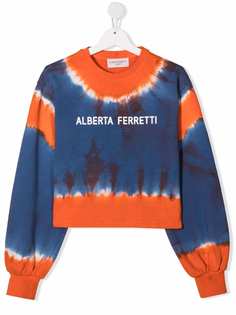 Alberta Ferretti Kids толстовка с принтом тай-дай и логотипом