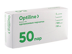 Перчатки виниловые OptiLine размер L 100шт 27-0843