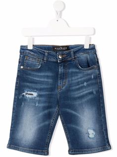 John Richmond Junior джинсовые шорты с эффектом потертости