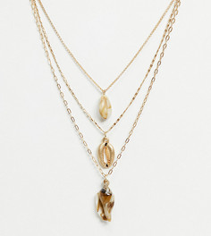 Многослойное ожерелье из золотистых цепочек с искусственными ракушками South Beach-Золотистый