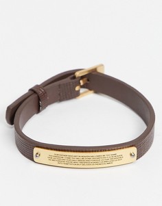 Кожаный браслет с пластиной Ben Sherman-Коричневый цвет