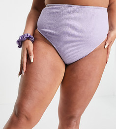 Трусы бикини из жатой ткани с завышенной талией COLLUSION Plus-Фиолетовый цвет