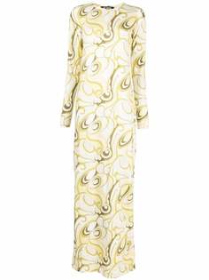 Raf Simons длинное платье с абстрактным принтом
