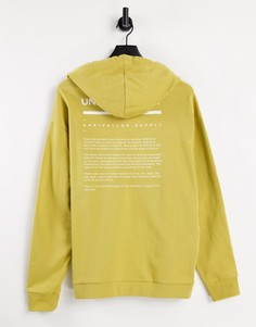 Oversized-худи цвета античного золота с принтом логотипа (от комплекта) ASOS Unrvlld Supply-Желтый