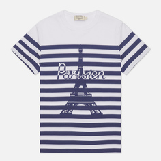 Женская футболка Maison Kitsune Parisien Tower Striped Classic, цвет белый, размер S