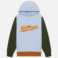 Мужская толстовка Maison Kitsune Varsity Fox Color Block Regular Hoodie, цвет голубой