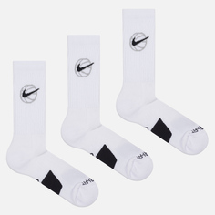 Комплект носков Nike 3-Pack Everyday Crew Basketball, цвет белый, размер 42-46 EU