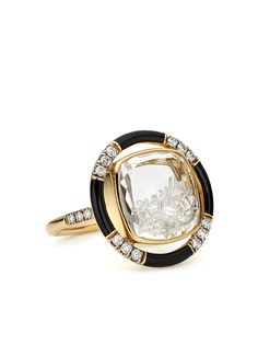 Moritz Glik кольцо Volante из желтого золота с бриллиантами и эмалью