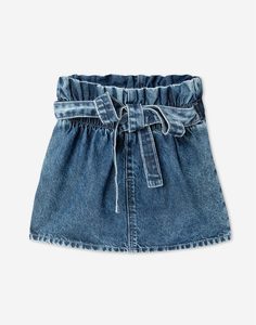 Джинсовая юбка-трапеция с поясом для девочки Gloria Jeans