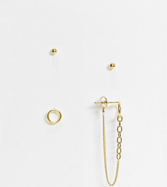 Позолоченная серебряная серьга-кольцо с 4 серьгами-гвоздиками разных дизайнов ASOS DESIGN-Золотистый