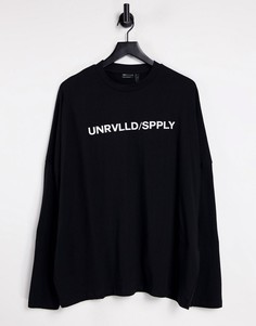 Черный лонгслив в стиле super oversized с логотипом ASOS Unrvlld Spply-Черный цвет